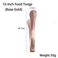 Pince alimentaire 12 pouces en acier inoxydable or rose avec tête fendue pour grillades - Épaissi / 12 Pouces / Or rose