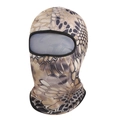 Detail of python camouflage tactical balaclava with breathable fabric and elastic opening - Khaki Python Pattern