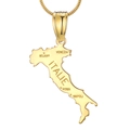 Dettaglio del ciondolo mappa Italia placcato oro 18K con incisi i nomi delle città principali - Ciondolo Singolo Italia