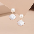Elegante perlenohrringe in Muschelform mit Roségold-Finish und feinem Fächerdesign - Muschel Perle Ohrringe Roségold
