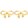 Minimalist golden bow stud earrings in stainless steel with a polished metallic finish - Wide Bowknot (3695)