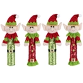Vierteiliges Set aus roten und grünen Pailletten-Weihnachtselfen für Kühlschrankgriffe - Rot & Grün 4er-Set (Einzelpreis)