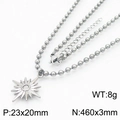 Collier en acier inoxydable argenté avec étoile à huit branches et dimensions précises - Collier Couleur Acier (KN234385-Z)