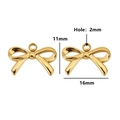 Golden stainless steel bow charm pendants for DIY jewelry making, 16mm x 11mm dimensions - Style 1 / Gold