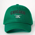 Groene vintage Chicago baseballpet met wit Illinois 19C letterborduurwerk - Eén maat / Olijfgroen