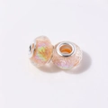 Orange-pink resin faceted large hole bead with colorful iridescent sequins and silver core - Coffee