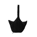 Borsa tote nera intrecciata a mano con coulisse per vacanze e uso quotidiano - Nero