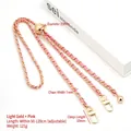 Adjustable light gold and pink leather chain strap with decorative golden ball buckle - Pink Leather Light Gold Chain + Grid Gold Ball + 3-Point Gate Hook