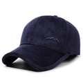 Cappellino da baseball invernale blu scuro in tessuto spesso con ricamo SPORT - Regolabile / Blu navy
