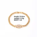 Golden Cuban chain bracelet with octagon frame and rectangular zircon inlay - Gold Rectangle White Stone