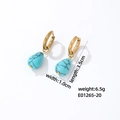 Water-drop turquoise pendant hoop earrings in gold finish with 3.5cm length - Turquoise Blue Texture (E01265-20)