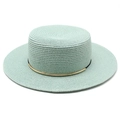 Cappello da sole verde erba a tesa larga per donna con decorazione ad anello d'oro - M (56-58cm) / Verde Menta