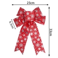 23cm Christmas bow decoration with silver snowflakes and glitter finish on red fabric - 23*33cm / Red Snowflake Style
