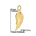 18k gold plated stainless steel feather pendant with detailed texture and 31mm height - Gold - Wings 2