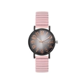 Women fashion watch with pink elastic spring band and black-gray gradient dial - Pink