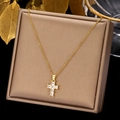 Gold - Square Cut Zirconia Cross (0250)