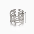 Anello incrociato multistrato a onde in acciaio inossidabile placcato oro 18K - Anello a Linea Color Acciaio