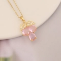 Close-up of a gold grape pendant necklace with pink stones and sparkling crystals - Grape Cluster Pink Pear Gem (6#)