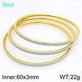 Set di 3 bracciali rigidi dorati in acciaio con smalto azzurro, diametro 60 mm - Blu Scuro/Oro