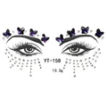 Macro detail of purple butterfly acrylic face jewels with weights and model YT-158 specs - Purple Butterfly Round Style (YT-158)