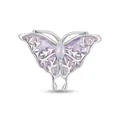S925 sterling silver butterfly charm with purple enamel and iridescent opal stone - BSC988-Purple Enamel Opal Butterfly Bead