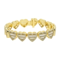 Bracciale a cuore dorato con zirconi bianchi micro-pave e pietre baguette - Bracciale (18cm) / Oro