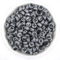 Bulk silver acrylic alphabet beads with black letters for DIY jewelry bracelets - Imitation Silver + Black Text