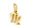 Golden Virgo zodiac pendant made of stainless steel with a hanging loop on white backdrop - Virgo / Gold
