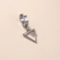 Minimalist silver stainless steel hoop earrings with hanging hollow triangle pendant - Large Triangle