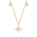 Elegant gold S925 sterling silver star pendant necklace with sparkling zircon stone - Octagram Dot Gold
