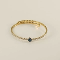 18k gold plated open bangle with blue square gemstone and crystal inlay for women - Blue Zirconia