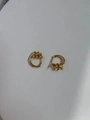 Pendientes de aro de plata S925 con tres anillos decorativos en acabado color dorado - Plata 925 / Dorado