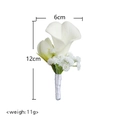 Weiße Ansteckblume mit Calla-Lilie und Schleierkraut für Hochzeiten 12cm - Weiße Calla Lilie Ansteckblume