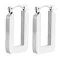 Orecchini a cerchio rettangolari in acciaio inossidabile argento stile vintage - Colore Acciaio (MS-067)
