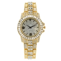 Orologio da donna al quarzo dorato con pavé completo di cristalli sul cinturino - Oro