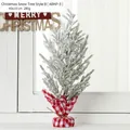 Mini sapin de Noël enneigé avec base en tissu à carreaux rouges et blancs, 40x10cm - Sapin de Noël Enneigé Style B (40x10cm Pin Enneigé avec Base en Tissu à Carreaux Rouge et Blanc)
