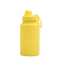 Matte yellow 650ml stainless steel sports bottle with portable wide carry handle loop - 650ml / Sport / Lemon Yellow