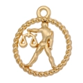 Detailed view of a golden vintage Libra zodiac charm with a rope-textured border - Style 11 / Antique Gold