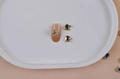 Golden heart-shaped gemstone nail art jewelry with crystals on gradient pink fake nail - Gold Frame Transparent Heart Wing