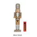 30cm golden glitter nutcracker soldier with cymbals on square stand in gift box - Round Top Silver Cymbals Soldier