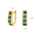 Detailed view of 925 sterling silver earrings with green zircon stones and sizing info - 925 Silver / 925 Silver Gold Plated - Green