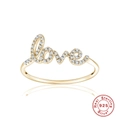 Elegant gold plated S925 sterling silver Love ring with pavé cubic zirconia stones - Gold #10