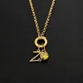 14K vergulde roestvrijstalen ketting met letter Z hanger en gele zirkonia bedel - Letter Z