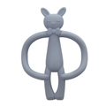 Gray rabbit silicone baby teether with easy-grip ring handle on white background - Bunny-Dark Grey