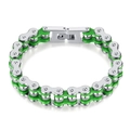 Groen en zilver roestvrijstalen motorketting armband met vouwsluiting voor heren mode - Zilver en Groen