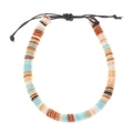 Bohemian woven friendship bracelet with orange and blue beads and golden silk accents - 01 Brown Style