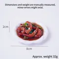 Miniature 8cm Chinese food model featuring spicy stir-fried shrimp on white wavy plate - Braised Squid Tentacles / 8cm Torch Plate