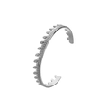 Silver open bangle with embossed leaf patterns and rope texture on stainless steel - Y586-2 Silver Wheat Leaf