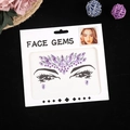 Purple and silver facial rhinestone gems set for forehead and eyes decoration - 165*155mm / Deep purple