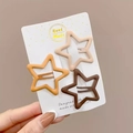 Three matte star hair clips in beige, caramel, and coffee brown colors for girls - 5# Five-Star Style